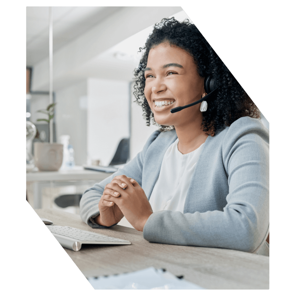 Smiling woman with headset