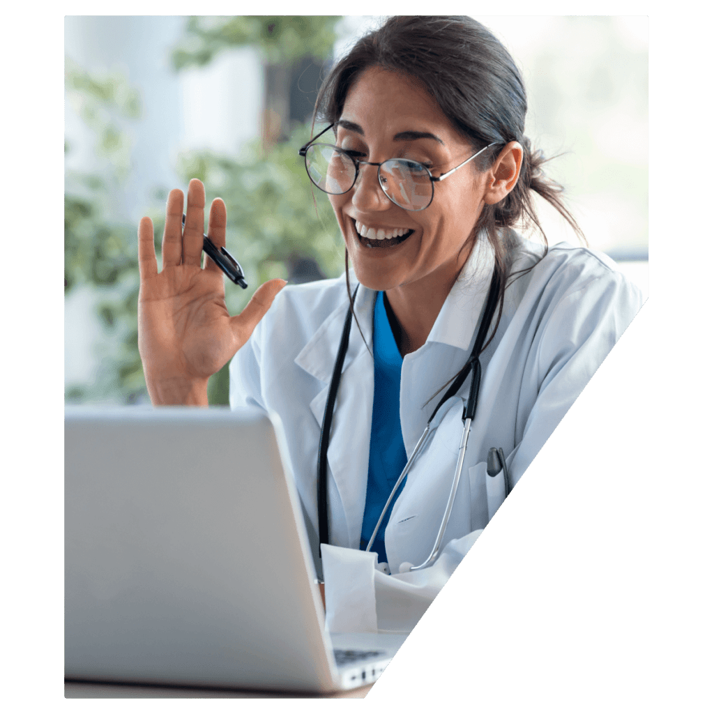 Doctor on video call on laptop