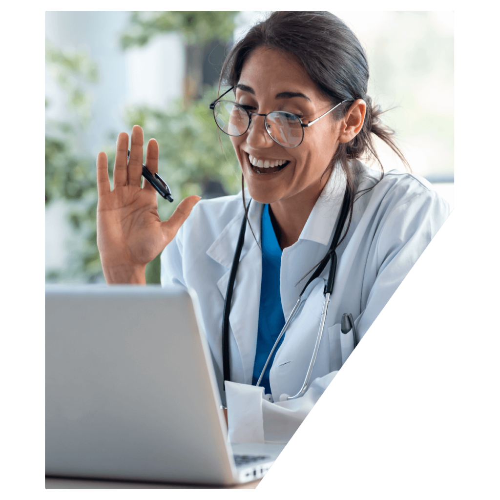 Doctor on video call on laptop